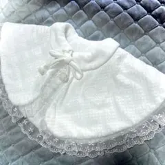 ホワイト ベビーポンチョ レース付き　50-60-70 退院着