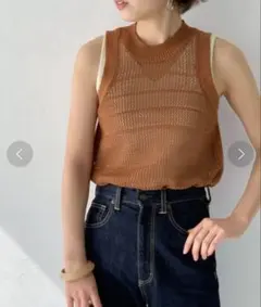 she mo shelly アメリカンスリーブメッシュニット