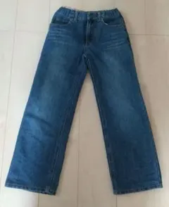 デニムブルー ワイドパンツ ゴム入り