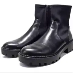 美品 ZARA 厚底ソックスブーツ 黒 36 美脚 脚長