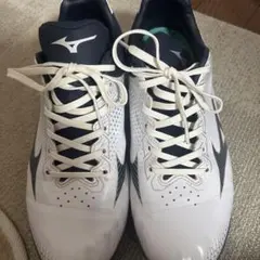 MIZUNO 野球 ソフトボール 金スパイク ホワイト ネイビー 25.5 - メルカリ