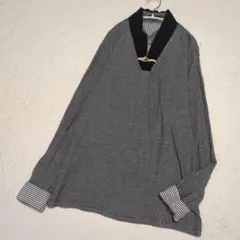 field/dream長袖ニット　XL　千鳥格子柄レイヤードデザイン　オンワード