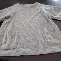 ゆり様専用ハンドメイド、グレー系ポケット付き五分袖トップス
