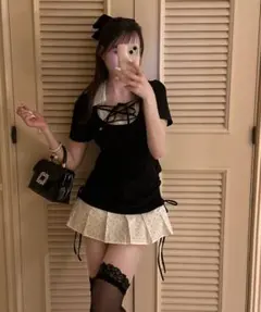 OLIVE des OLIVEオリーブデオリーブ　レイヤード風着痩せミニワンピ