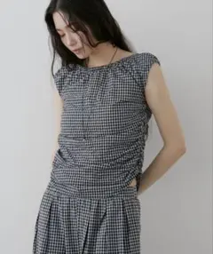 2WAYギャザーチェックトップスのサムネイル
