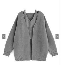 GRL Vネックトップス×ロングカーディガンニットアンサンブル ac2352