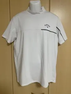 キャロウェイ モックネック半袖シャツ LL ホワイト ライン メンズ