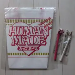 ヒューマンメイド　カップヌードルコラボ　限定商品　エコバッグ　おまけフォーク左右
