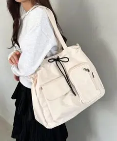 wears 大容量 軽量 多収納トートバッグ アイボリー