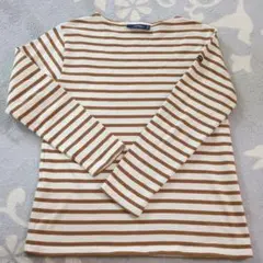 SAINT JAMES 長袖Tシャツ 白と茶色のストライプ