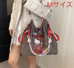 ハローキティ　刺繍　大容量トートバッグ　ナイロン　ショルダーストラップ付　手提げのサムネイル
