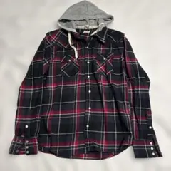 BACK NUMBER フード付き チェックシャツ 長袖 Lのサムネイル