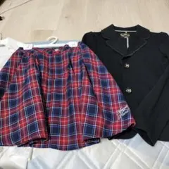 Mezza Piano チェック柄スカートとジャケットセット＆シャツ付き