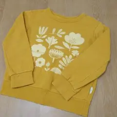 美品！花柄プリント裏起毛 トレーナー 130cm マスタード