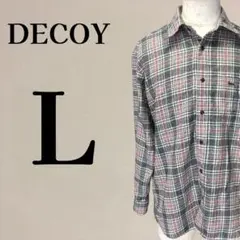 【メンズ】DECOY デコイ チェック柄 ネルシャツ カモ刺繍 L グレーのサムネイル