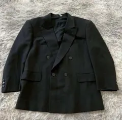 【美品✨】ブラック ダブルブレスト テーラードジャケット S相当 ウール混❗