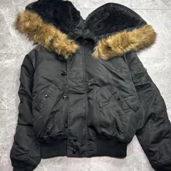 極美品　アルファ　N2-B フライトジャケット　MA-1 黒　M フード　y2k