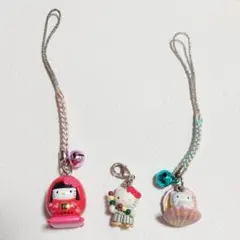 ☆愛媛限定☆ご当地キティ☆道後温泉など3個セット☆根付け ストラップ