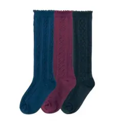 ベルメゾン 靴下 ケーブル編みソックス 3足セット 16-18cm