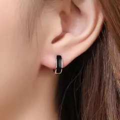 ブラック 黒 リング フープ ピアス シルバー925 保存袋付き #C224-5