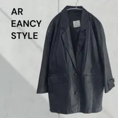 エーアール 牛革　レザー　ジャケット ユニセックス 黒　　ビッグシルエット