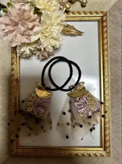 ハンドメイド　インド刺繍リボン　ヘアゴム【2個セット】