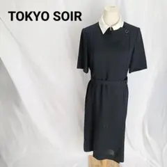 東京ソワール他1点 上質ブラックワンピース 11号 シルエット綺麗