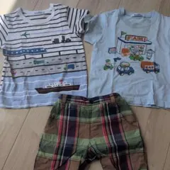 familiar Tシャツ2枚とチェックパンツセット