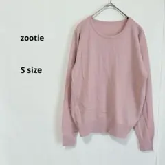 zootie ズーティー　クルーネックニット　S ピンク　長袖　薄手　無地のサムネイル