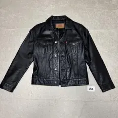 23 極美品　韓国製　リーバイス　レザージャケット　ブラック　S