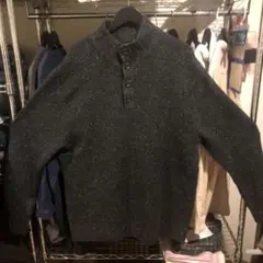 NAUTICA ダークグレー ニット セーター XL ヘンリーネック