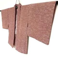 5k3190 羽織　毛　袷　ピンク　柄物　和装　着物