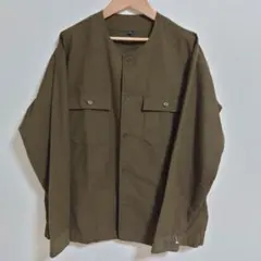 無印良品 MUJI 新疆綿オックスノーカラーシャツ カーキ