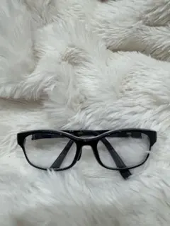 【良品】JINS 花粉ブロック付き ブラックフレーム メガネ 度なしカバー袋付き