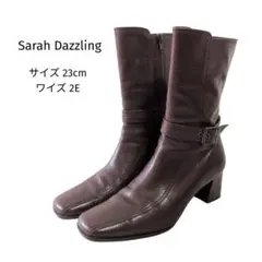Sarah Dazzling 本革 バックルベルトサイドジップ ショートブーツ