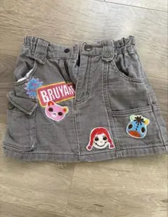 BRUYANT 刺繍パッチ付きグレーのスカート 100 キッズスカートのサムネイル