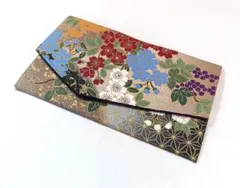 慶弔両用袱紗◇五色桜と和柄ベージュ✖ゴールド②のサムネイル