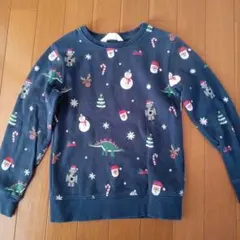 H&M クリスマス柄 トレーナー US 6-8Y　裏起毛