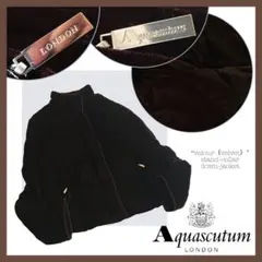 希少•完売品【ベロア×ダウン／ロゴ刻印】アクアスキュータム／ジャケットブルゾン