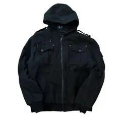 90s ARMANI JEANS ウール フィールドパーカー ブラック L相当