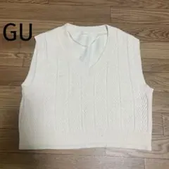 GU アイボリー Vネック ニットベスト M