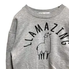 FAOQ アニマル スウェット グレー ラマ 動物 イラスト ワード