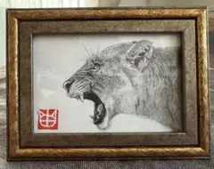 絵画 アクリル絵 アクリル絵の具 画材 キャンバス 額縁 ライオン 原画