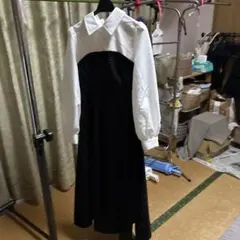 シャツドッキングフレアワンピース　黒