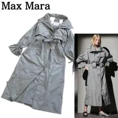 タグ付き新品★MaxMara ドレッシータフタロングレインコート 白タグ 40のサムネイル