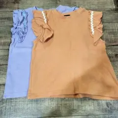 グリーンレーベルリラクシング　130ｃｍ　フリル付きノースリーブトップス