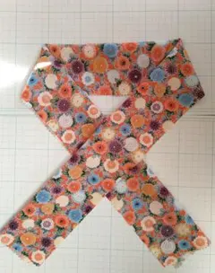 半衿 半襟 オレンジ 花 華やか 着物小物 はぎれ