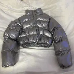 シルバー クロップドダウンジャケット
