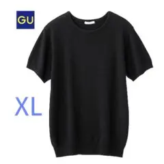 GU クルーネックセーター　半袖　ブラック 半袖ニット　XL