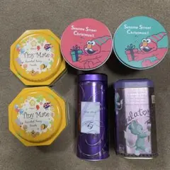 セサミストリート、ディズニーデザインの空き缶6個セット